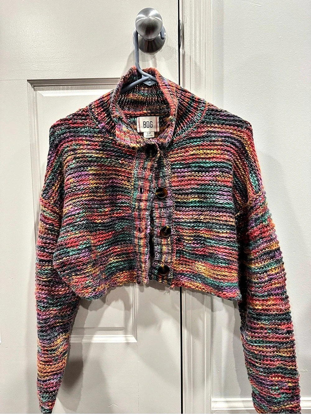 BDG Space Dye Cropped Cardigan Multicolor Size Small